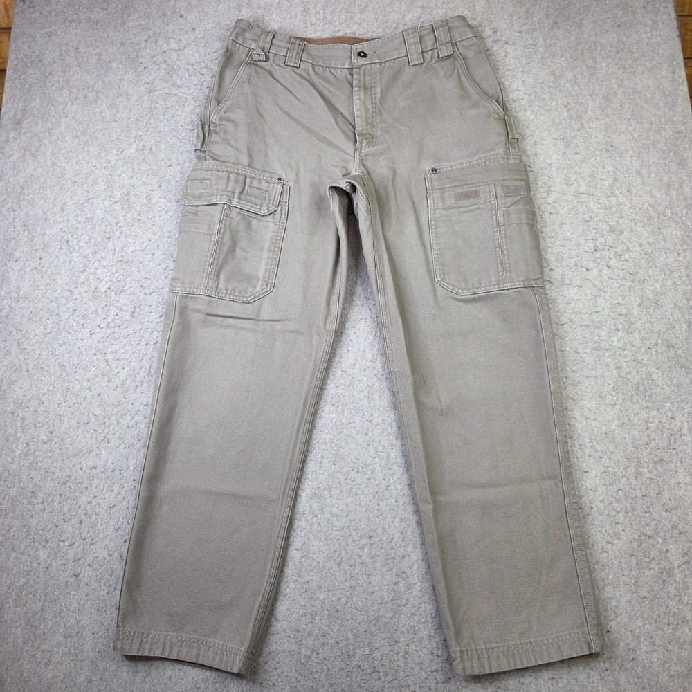 Duluth Trading Cargo Canvas Pants 36 Beige Tan Outdoors Work Mens Casual 36x32